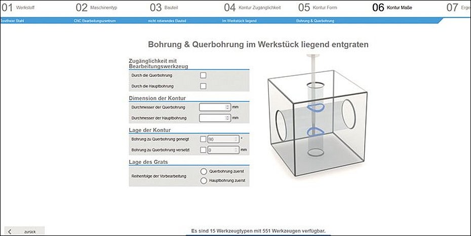 Deburring tool Online-Tool Deburring-Guide Kempf