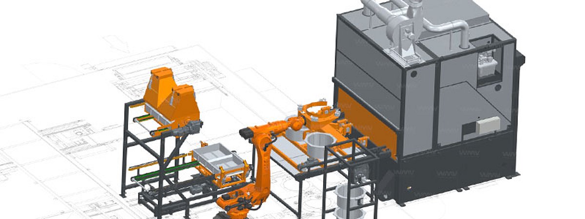 WMV Powder coating system Robot automation Drum changing system