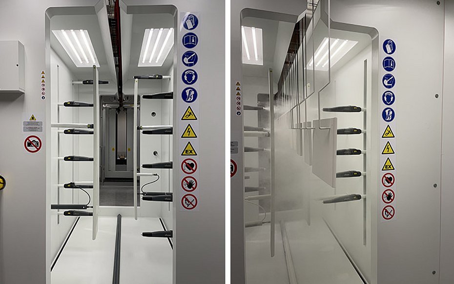 Powder coating of non-metallic workpieces