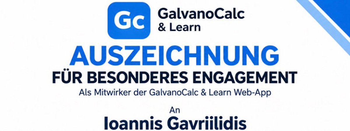 GalvanoCalc & Learn Award: Ioannis Gavriilidis