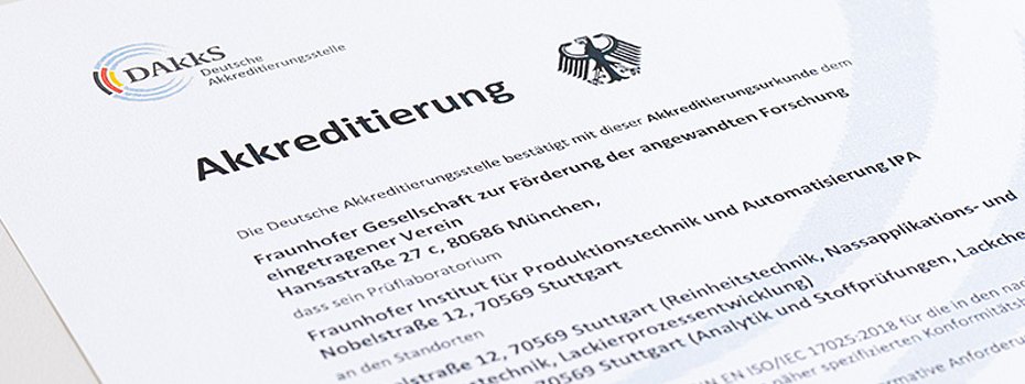 Laboratory accreditation Fraunhofer IPA Accreditation certificates