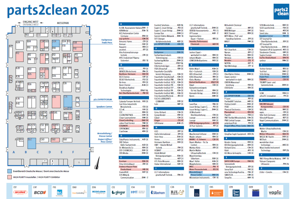 Hall plan for parts2clean 2025