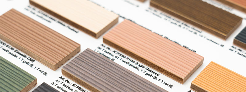 Real wood stain cards Jordan Lacke Hydrostain-Modular