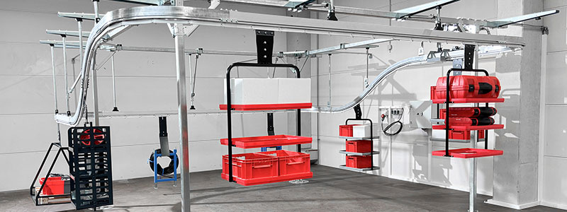 torwegge overhead conveyor system logimat