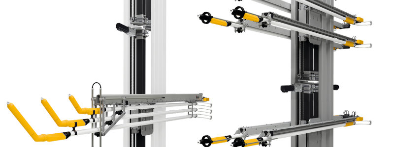 Gema vertical module positioning gun axes